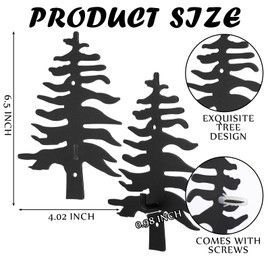 Otoolling 3 Pcs Black Tree Coat Hook Metal Wall Mount Decorative Tree Heavy Duty Rack Gothic Coated Steel Single Hooks with Screws for Hanging Clothes Backpack Hat Hanger Storage