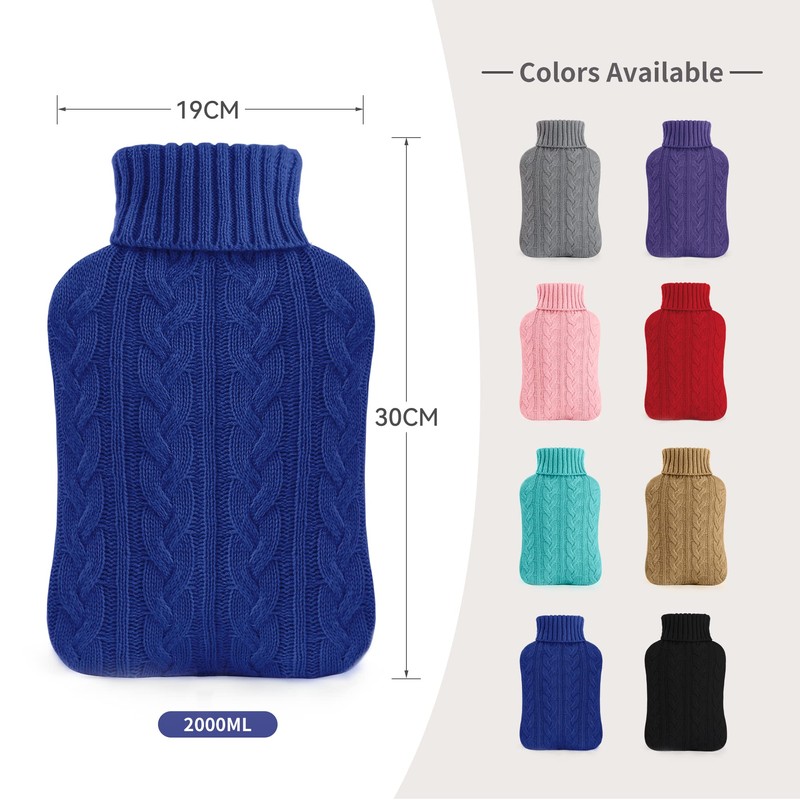 samply Hot Water Bottle with Knitted Cover, 2L Hot Water