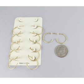 Gold hoop earrings 6 pair post stud small hoops earrings metal posts 3/4 wide