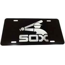 BLVD CHICAGO WHITE SOX BATTER MAN Logo Car Tag Diamond Etched on Alum License Plate
