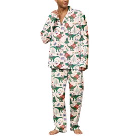 GEEKSOUTFIT Geek Nerdy Mens Pajamas Set 2 Piece Funny Pajamas For Men - Soft Milk Silk Pjs Set Christmas Science Dinosaur Pajamas