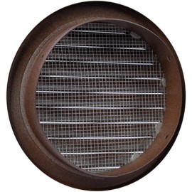 Vent Systems 5'' Inch Brown Soffit Vent Cover with Integrated Mesh - Round Galvanized Steel Air Vent Louver with Long Flange - HVAC Ventilation Grille for Bathroom, Home, Office, Kitchen