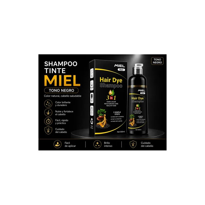 Miel Shampoo Tinte Cubre Canas Natural 500ml