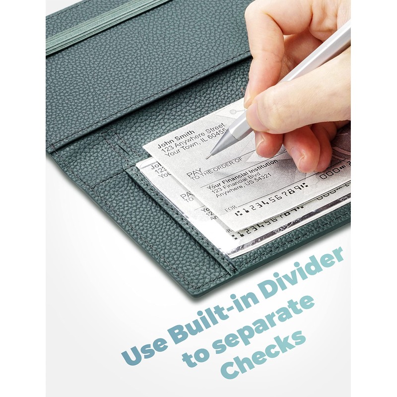 Yarnic Checkbook Cover for Personal Checkbook, Checkbook Holder with Pen