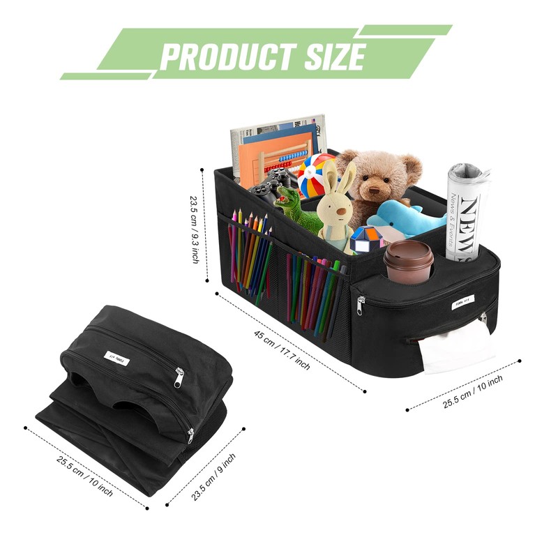 FUNNy elf Passenger Seat Organizer, Collapsible Car Storage with Partitions