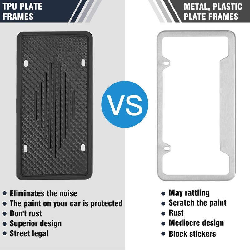 Intermerge License Plate Frames, 2 Pack, Universal US Car Black