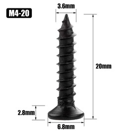 STARVAST 100pcs Phillips Modified Truss Head Wood Screws, Black Stainless Steel Self Tapping Screws (M4 x 20mm)