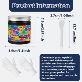 GDDP 200g Black Crystal Mosaic Grout, Handmade Grouting Filling Gaps Mosaic Tile Grout, Perfect Choice for DIY Craft Projects Mosaics