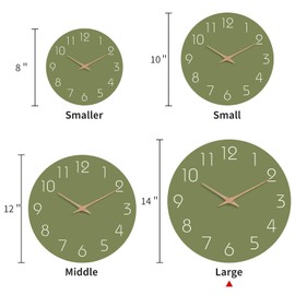 Mosewa Modern Wall Clock - Silent Non-Ticking 14 Inch Wall Clocks Battery Operated Simple Minimalist for Living Room Office Bedrooms Kitchen Home Decor(Olive Green)