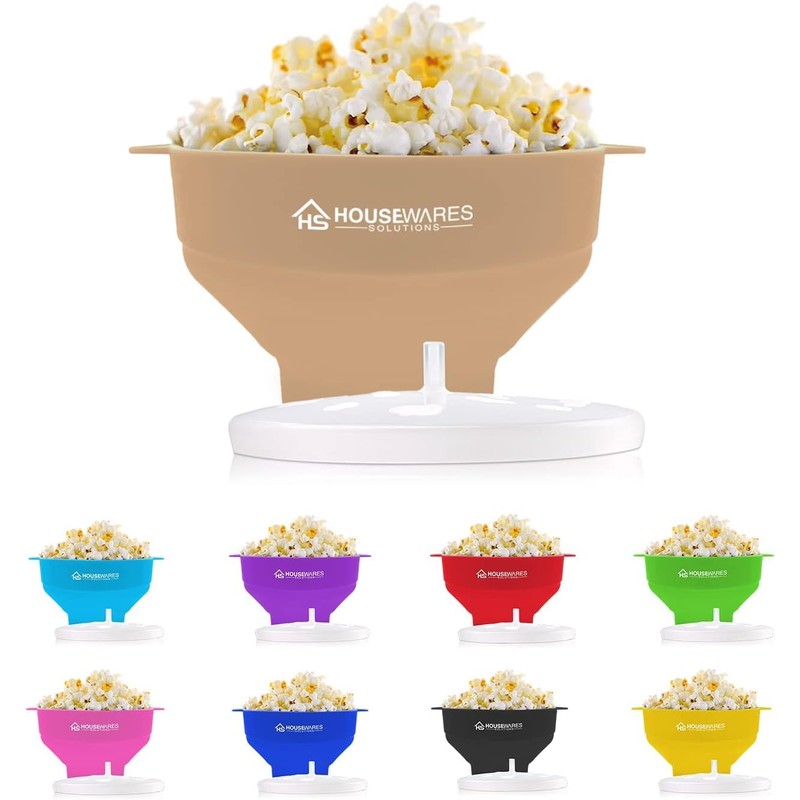 Collapsible Silicone Microwave Hot Air Popcorn Popper Bowl With Lid