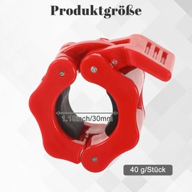 GooDengFull Pack of 4 Dumbbell Clasps, 30 mm Clasp, Quick Release, Dumbbell Clip, Barbell Clamps, Sturdy Dumbbell Clamps, One-Hand Assembly, Quick Change of Weight Plates (Red and Black)