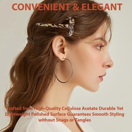 ENNSOO French Pin, Three-Tooth U-Shaped Hair Clips, French Pins for Thick Hair, Resin Hair Fork for Women, Hair Pins for Styling, 2 Pcs, Beige, Coffee