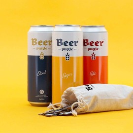 Luckies of London Ale-Beer-Inspired Puzzles in A Can, Orange, Tin 15 x 6.6cm