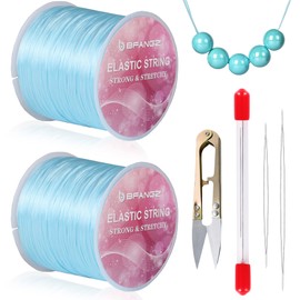 Elastic Bracelet String for Bracelets Making – 1mm Stretchy Clear Bead Cord - Stretch Braclet Thread for Kandi Clay Beads Crystal Make Jewelry, Beading Strings Strong (2Rolls Blue 120M/394Ft