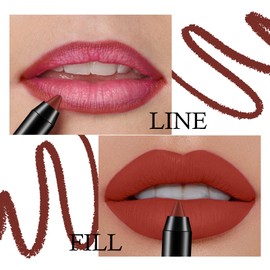 Matte Lip Crayon Lipstik Pencil Velvety Creamy Lip Liner Full Coverage High Pigment Waterproof Long Lasting Lipstick for Women, Matte Lip Color with Smooth