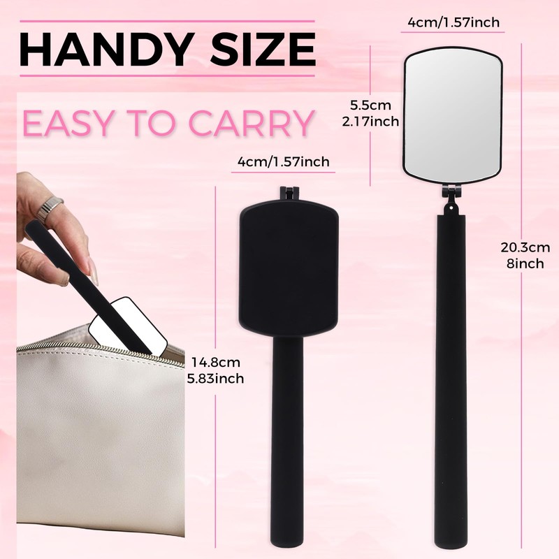 Miuffue Flexible Large Square Lash Mirror, 260°Rotation Folding Portable Eye