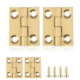 4 Pcs Brass Ball Bearing Door Hinges, Copper Small Hinges Door Hinges Antique Bronze Mini Hinges Folding Butt Hinges Furniture Cabinet Butt Hinges with Hinge Fixing Screws, Gold (25x20x1 mm)