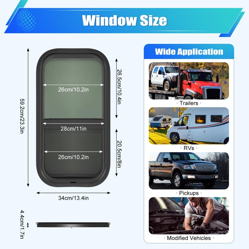 Jiabailie RV Window,Vertical RV Windows,12" W x 22" H Tinted
