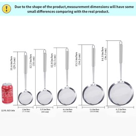 Newness Fine Mesh Skimmer Spoon (5 Pack), Professional 304 Stainless Steel Hot Pot Fat Strainer for Oil Filter Skimming Grease and Foam, Durable Multi-Functional Kitchen Cooking Mesh Food Strainer