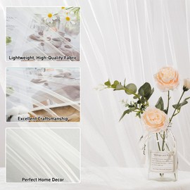 GFCC Voile Curtains, 72 Drop 2 Panels Cream Net Curtains for Windows Rod Pocket Sheer Curtain Semi Transparent Eyelet Sheer Curtain Panel for Bedroom Kitcken Living Room W60xL72 Inch (152 x 182cm)