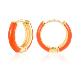 MESOVOR Small Golden Hoop Earrings for Women, 18 Carat Gold-Plated Lightweight Huggie Earrings, Hypoallergenic Enamel Earrings Gifts for Girls, Gold-plated, No Gemstone
