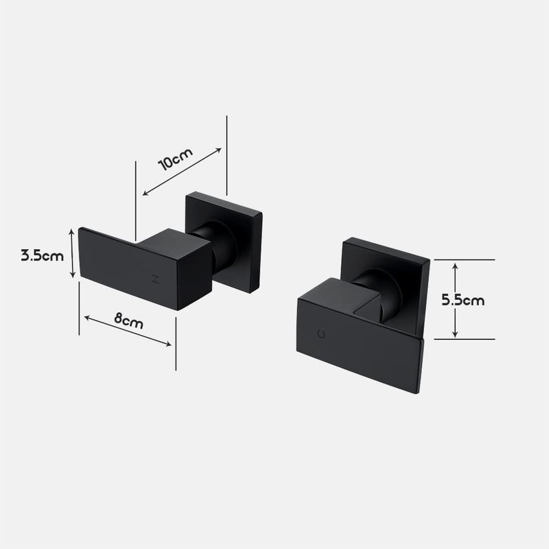 Decaura Square Shower Mixer Taps Wall Top Assemblies 1/4 Turn