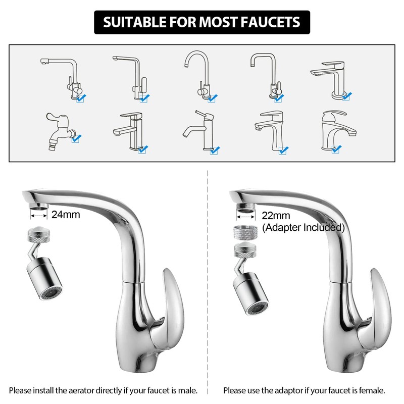 VAKITAP 2 Pack Solid Brass Kitchen Sink Faucet Aerator, Universal
