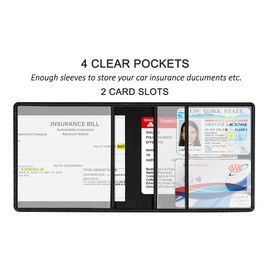 New Fashion Kingdom Car Registration and Insurance Holder,Premium PU Leather Vehicle Glove Box Organizer Men Women Wallet Accessories Case for ID, Driver's License,Key Contact Information Cards Black