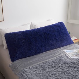 MEGO Shaggy Plush Body Pillow Cover, Faux Fur Fluffy Body Pillowcase, 20x54 Boho Fuzzy Full Body Pillow Case, Furry Long Big Throw Pillow Sham with Zipper for Home Bedding Couch Living Room Royal Blue