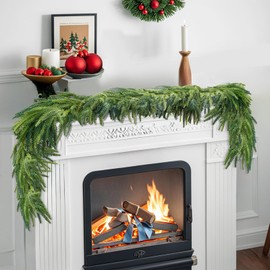 2 Pcs 6 Ft Christmas Garland, Norfolk Pine Garland Artificial Faux Greenery Garland for Holiday Christmas Decorations Indoor Mantle