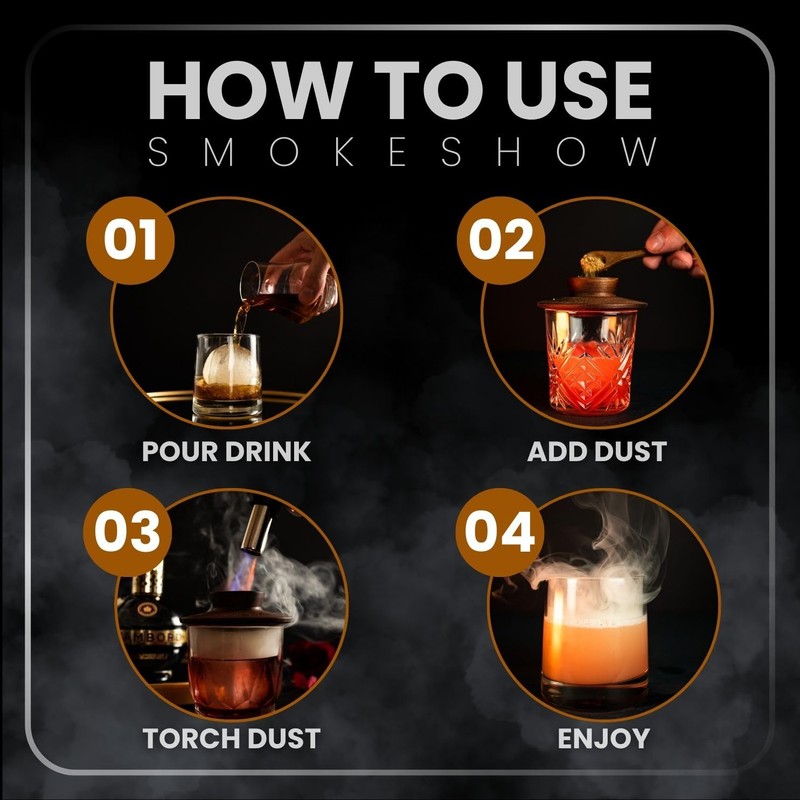 Smokeshow Cocktail Smoker Bundle with Kitchen Torch, Six Flavors of