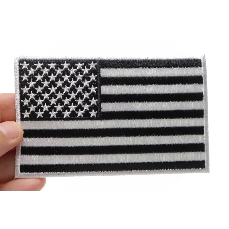 Ivamis Black and White American Flag Patch with White Borders-