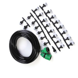 Domary Water Misting System Hose Sprinkler Nozzle Set Greenhouse Patio Irrigation Kit (15M)