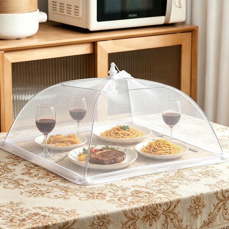 2 Pcs Food Covers Mesh Pop Up,Reusable and Collapsible Food