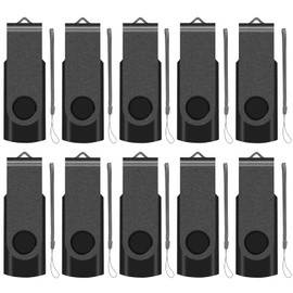 USB Stick 2 GB Pack of 10 Memory Stick USB 2.0 Transmemory Memory Stick (Black)