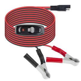 ecocstm 7.8FT SAE 16AWG Wire Harness with On/Off Switch, 12V Auto Silver Alligator Clips with Wires, SAE Battery Connector Wire, for Sprayer Parts, Lawn and Garden and Other Battery Power Supplies