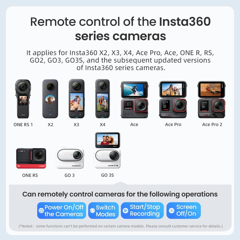 Aovee Remote Control Selfie Stick 100CM Stretchable Compatible with Insta360/Gopro