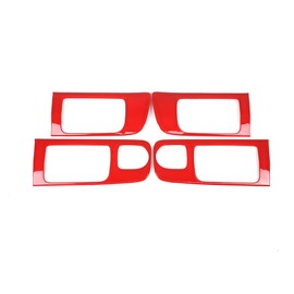 LLKUANG Car Inner Door Handle Frame Panel Cover Trim for Toyota Tundra 2014-2021 Interior Accessories (Low Configuration, ABS, Red)