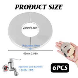 MILAKE 6 Pcs Premium Stainless Steel Wall Split Cover Plates for 1" Pipes, Split Pipe Flange Escutcheon Plates for Plumbing and HVAC Systems, Wall Flange for Renovation, Maintenance