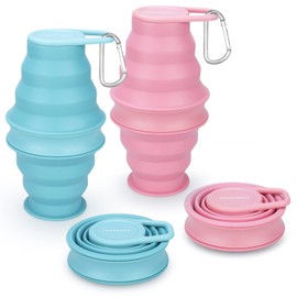 Nefeeko - Botella de agua plegable, reutilizable, sin BPA, de silicona, plegable, para viajes, gimnasio, camping, senderismo, botella de agua portátil a prueba de fugas, con mosquetón (BUPK)