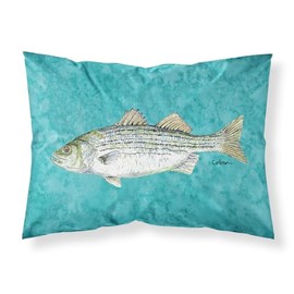 Caroline's Treasures 8720PILLOWCASE Fish Striped Bass Moisture Wicking Fabric Standard Pillowcase, Large, Multicolor