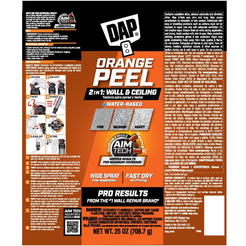 DAP Spray Texture Orange Peel Water Based 2n1 Wall &