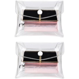2Pcs Mini PVC Makeup Bag Small Clear Plastic Cosmetic Organizer Bag Pouch with Snap Closure for Vacation Travel, Bathroom and Organizing Makeup Bag Cases