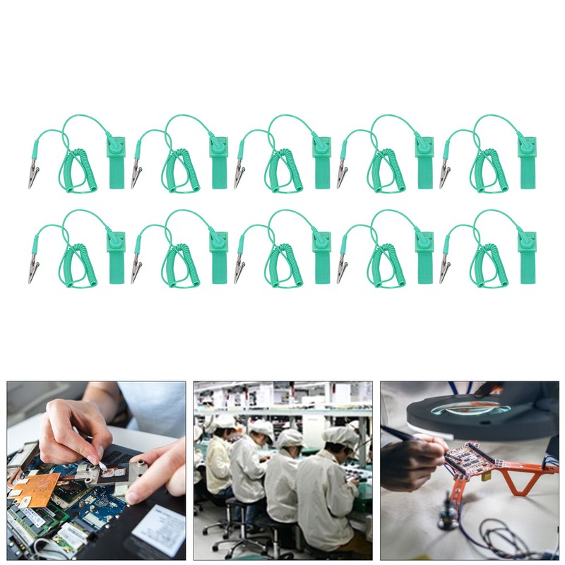 10Pcs Anti Static Wrist Strap PU Adjustable 1MΩ Resistor Long