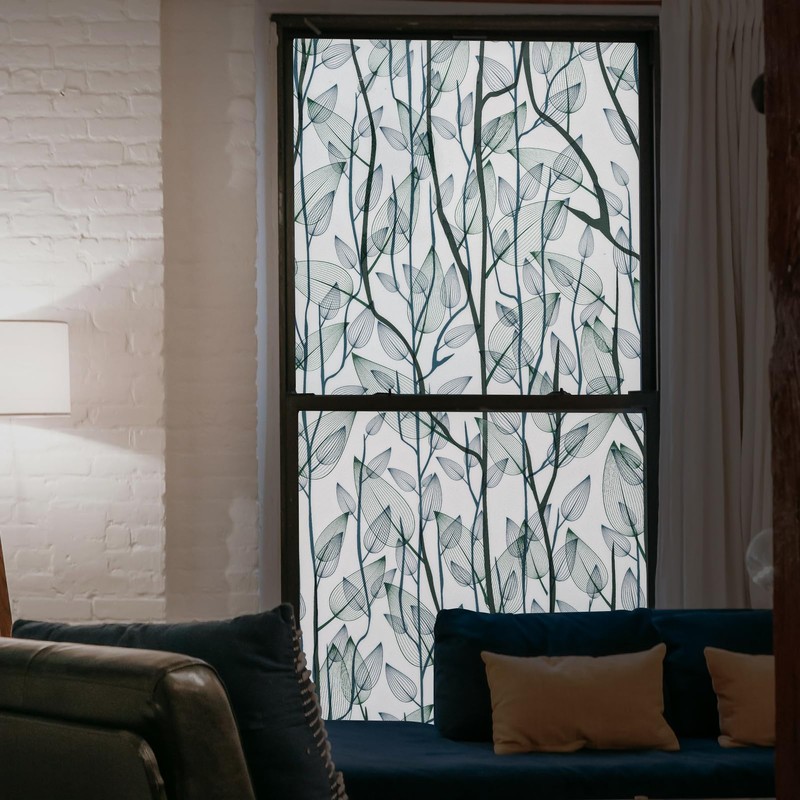 Leaf Pattern Window Tint with Installation Tools, Blackout Window Cover,