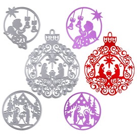 Set of 3 Christmas Greeting Cards Cutting Dies Stencils Embossing Stencil Silver Cutting Dies for DIY Christmas Decoration Scrapbooking Crafts Photo Paper Journaling Cutting Dies Jesus with Angel