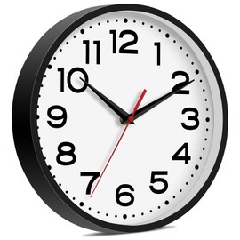 Wall Clock 18 Inch Silent Non-Ticking Modern Clock Battery Operated Classic Simple Minimalist Analog Decorative for Kitchen, Living Room,Office, Bedroom, Bathroom (Black)