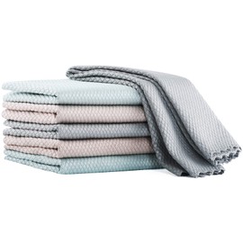 KTT Fish Scale Microfiber Nanoscale Cleaning Cloths,Reusable Lint Free Cleaning Clothes,Multi-Purpose Streak Free Cleaning Cloth for Homes and Kitchens. (6 Pack,3 Colors.Mix)