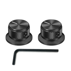 XIYANGJUAN 2Pcs Black Top Hat Guitar Knobs 1/4" Aluminium Volume Tone Speed Control Knob for Fender Jazz Precision Bass & Telecaster Guitar Parts (Black)
