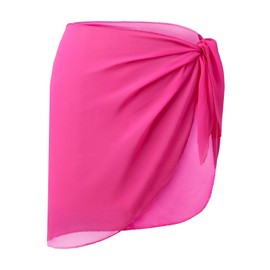 CARDYDONY Traje de baño playero de chifón para mujer, falda cruzada, color rosa, 2XL-3XL